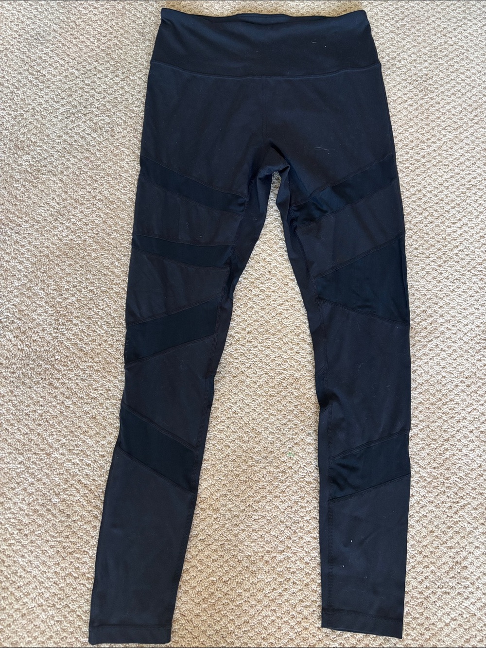 Worn Once High-Waist Black Mesh-Panel Leggings for Women